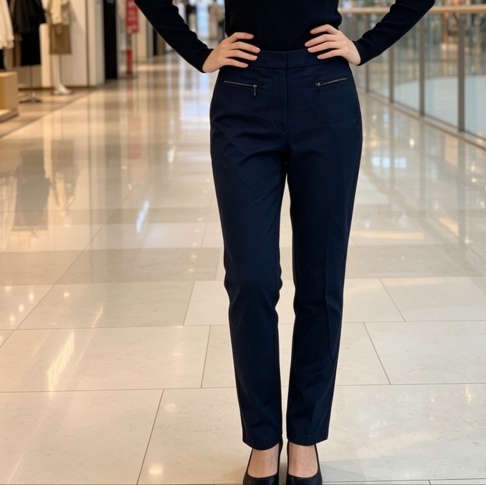 Club Monaco Women’s Size 4 Navy Slim Trousers Stretch Ankle Dress Pants